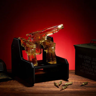 Gifts For Men Dad Whiskey Decanter Set 9 Oz With Three 2 Oz Glasses Pistol Gun Unique Birthday Gift