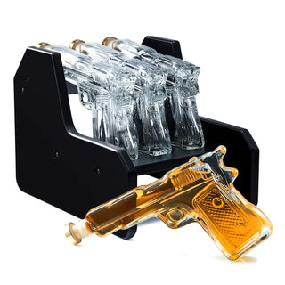 Gifts For Men Dad Whiskey Decanter Set 9 Oz With Three 2 Oz Glasses Pistol Gun Unique Birthday Gift
