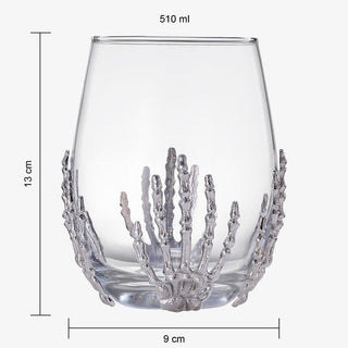 Stemless Skeleton Wine Glass Single 17OZ Halloween Skeleton Glasses 5 H Goth Gifts Skeleton Gifts Sk