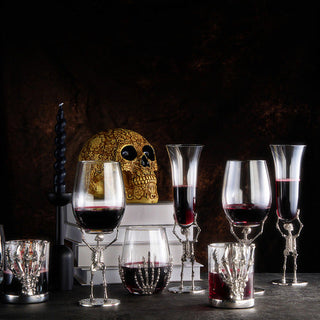 Stemmed Skeleton Wine Glass Set Of 2 19OZ Halloween Skeleton Glasses 10 H Goth Gifts Skeleton Gifts