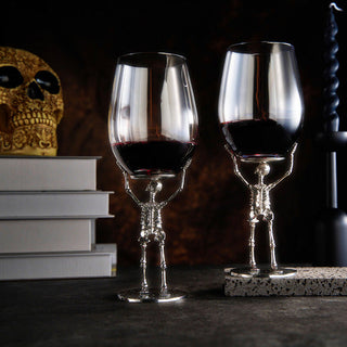 Stemmed Skeleton Wine Glass Set Of 2 19OZ Halloween Skeleton Glasses 10 H Goth Gifts Skeleton Gifts