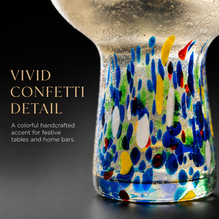 Stemless Margarita Glass Set Of 2 14OZ Luxury Hand Blown Confetti Margaritas For Cocktails Water Win