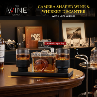 Camera Shaped Wine Whiskey Decanter 4OZ with 2 Glasses