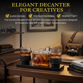 Camera Shaped Wine Whiskey Decanter 4OZ with 2 Glasses
