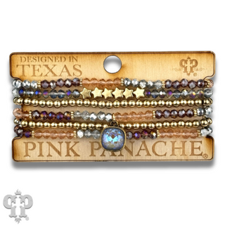 Faceted, round and star bead bracelet with a crystal from Swarovski®