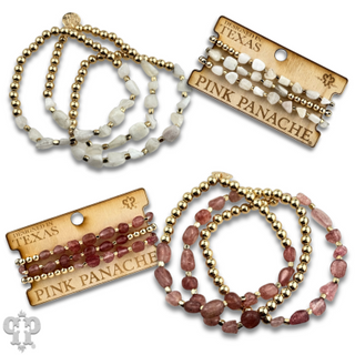 Quartz bead bracelet stack