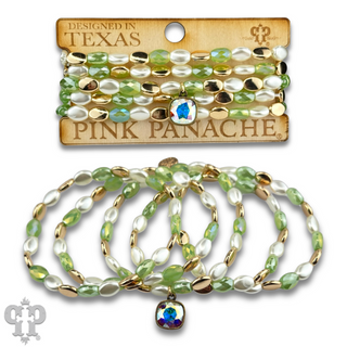 Glass and acrylic oval bead bracelet set with a crystal from Swarovski®