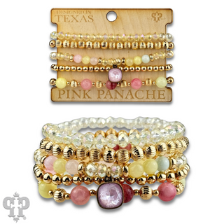 Gold and glass bead bracelet with Austrian crystal