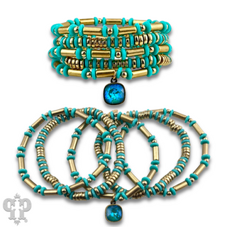 Disc and tube bead bracelet with a crystal from Swarovski®