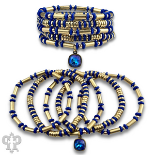 Disc and tube bead bracelet with a crystal from Swarovski®