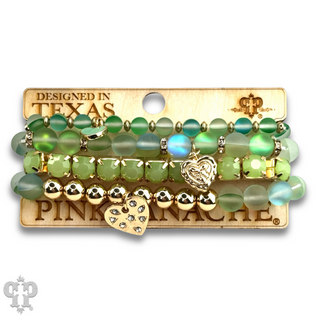 Mixed bead heart charm bracelet