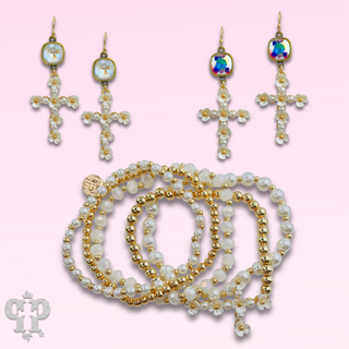 Flower cross charm bracelet