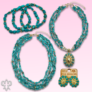 Turquoise and 18k gold dipped concho pendant necklace