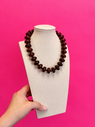 Circle Bauble Ball Necklace - Brown