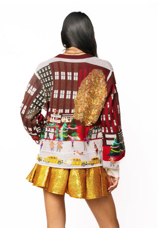 QOS Multi Rockefeller Center Button Up Cardigan