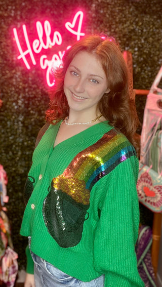 Queen Of Sparkles-Green Pot of Gold Cardigan