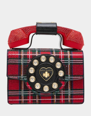 Betsey Johnson Brrrr-ing Phone Bag Plaid