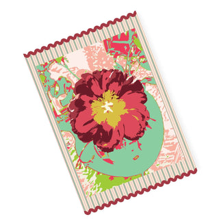 Deep Red Mint Bloom Tea Towel, Bloom B