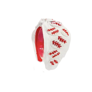 Baseball Knot Headband - White