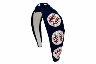Baseball Knot Headband - Navy