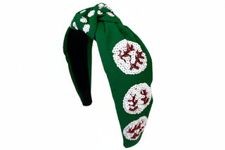 Baseball Knot Headband - Sequin Green