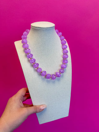 Bauble Bead with Gold Bead Necklace - Lavender