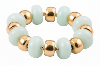 Bauble Bead with Gold Bead Stretch Bracelet - Mint