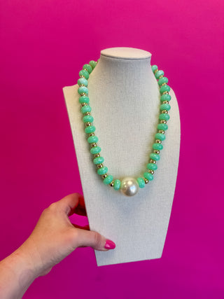 Bauble Bead with Pearl Necklace - Mint