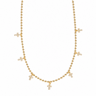 Beaded Pave Cross Necklace