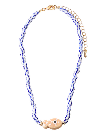 Beaded Fish Necklace - Blue