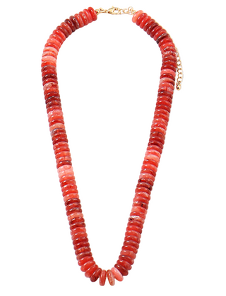 Statement Beaded Necklace - Red