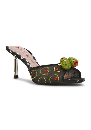 Betsey Johnson Olive Cocktail Peep Toe Mule
