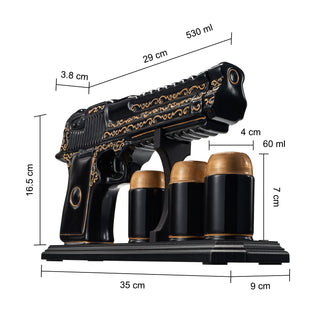Hand Painted Pistol Whiskey Wine Decanter By Black Gold Whiskey Decanter 3 Bullet Sh