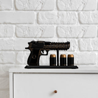 Hand Painted Pistol Whiskey Wine Decanter By Black Gold Whiskey Decanter 3 Bullet Sh