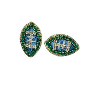 Game Day Football Stud Earrings - Thread - Green and Blue