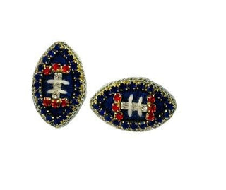 Game Day Football Stud Earrings - Thread - Blue and Red
