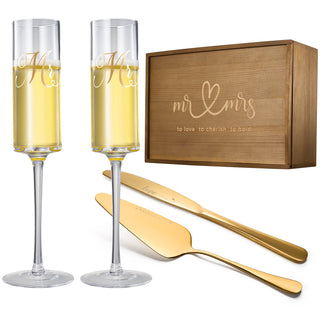 Wedding Bridal Mr Mrs Champagne Flutes Gift Set Of 2 Crystal Champagne Flutes For Him And Her Valent