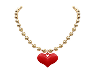 Bubble Heart Necklace - Red