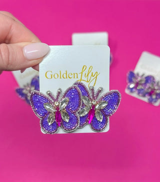 Butterfly Multi Stud Earrings - Lavender