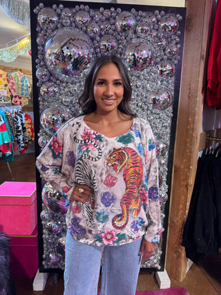 Yolly Italy Tiger Bloom Printed Top