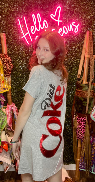 Queen of Sparkles-Grey Diet Coke Logo Tee Dress