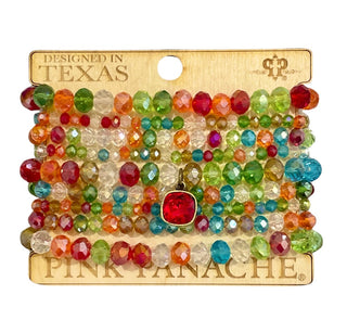 Nine strand faceted bead bracelet set with Austrian crystal - LC