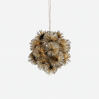 Festive Fiber Blend Pom Pom Ornament - Gold