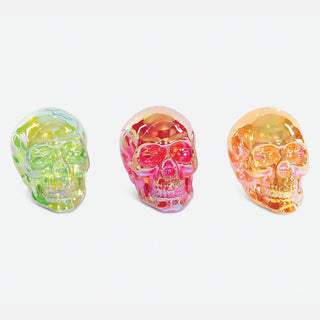 Lit Iridescent Glass Skull