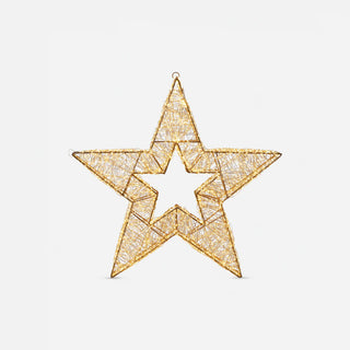 Wire Frame Gold Star with Warm White Lights - 22.5 in