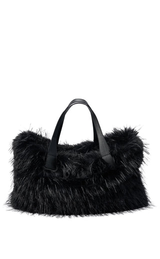 CONFIDANTE-BLACK FAUX FUR HANDBAG