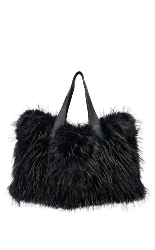 CONFIDANTE-BLACK FAUX FUR HANDBAG