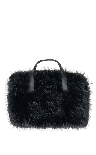 CONFIDANTE-BLACK FAUX FUR HANDBAG