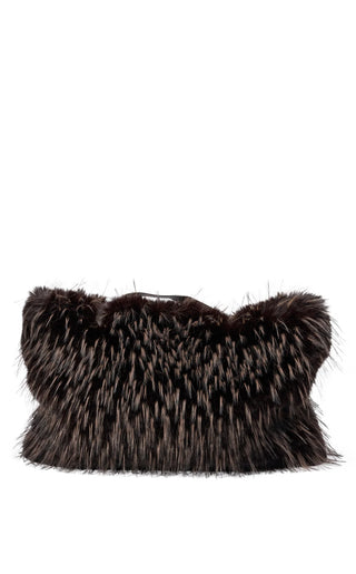 CONFIDANTE-BROWN FAUX FUR HANDBAG