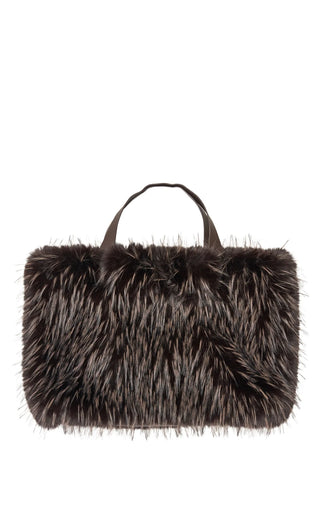 CONFIDANTE-BROWN FAUX FUR HANDBAG